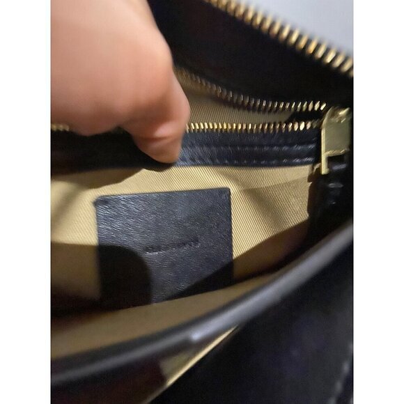 allsaints fletcher xbody bag leather black gold clutch grunge goth clutch $299 - Picture 13 of 16